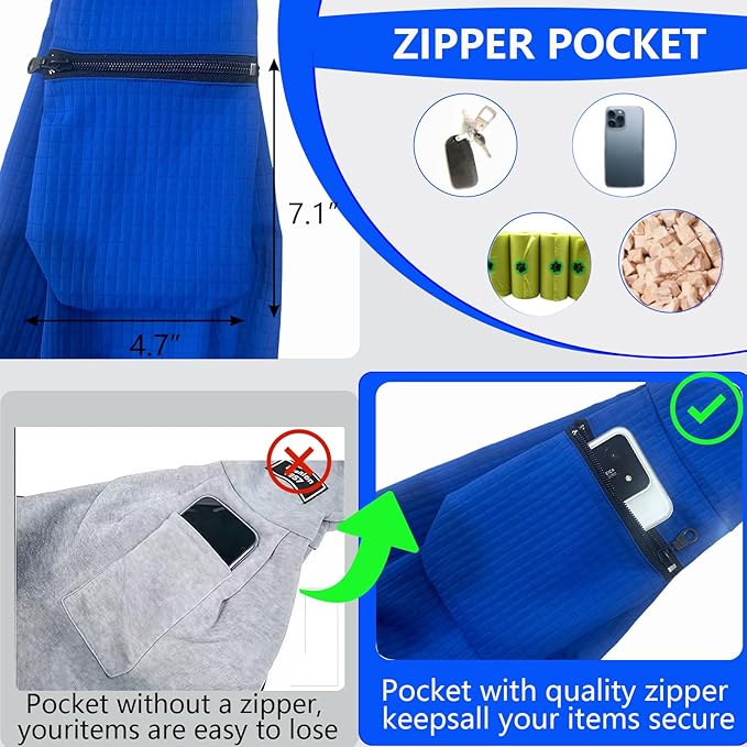 Dog Sling,Dog Slings for Small Dogs for 3-12 lbs,Puppy Sling Made of Waterproof and Anti-Static Fabric, Cat Sling with Storage Bag, Anti-Detachment, Make It Easy for Pets to Travel Blue