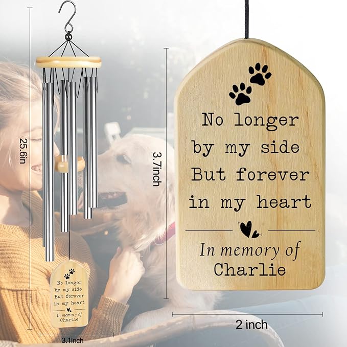 Dog Memorial Gifts, Jocidea Personalized Pet Memorial Wind Chime, Loss of Dog Sympathy Gift, Pet Remembrance Gifts, in Memory of Dog Cat, Loss of Pet - Forever in My Heart