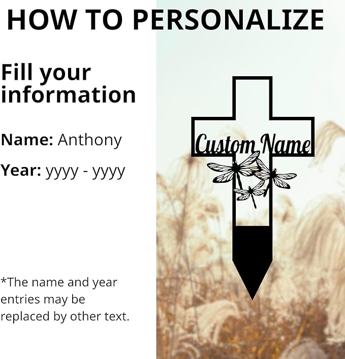 Metal Cross Garden Stake Personalized, Grave Marker for Human, Memorial Cross Stake for Loved One, Outdoor Metal Cross Yard Plaque, Sympathy Plaque Marker