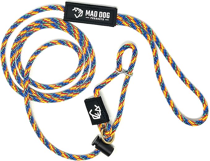 Mad Dog Products Easy Leader Dog Leash 1/4" x 15' Rainbow Signature Rope - Made in USA