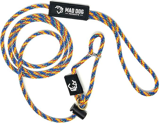 Mad Dog Products Easy Leader Dog Leash 1/4" x 15' Rainbow Signature Rope - Made in USA
