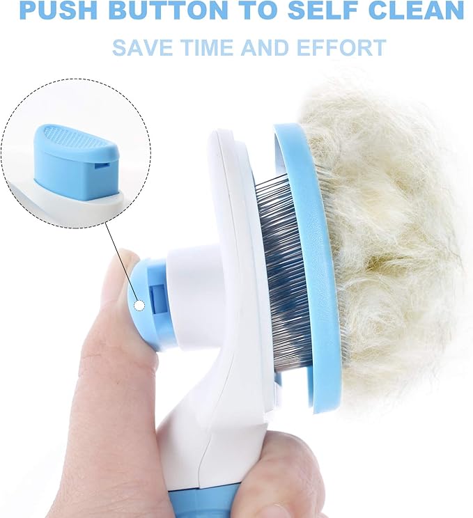 Self Cleaning Slicker Brush -Dog Brush & Cat Brush–Pet Grooming Brush- Shedding Grooming Tools-Gently Removes Loose Undercoat, Mats and Tangled Hair