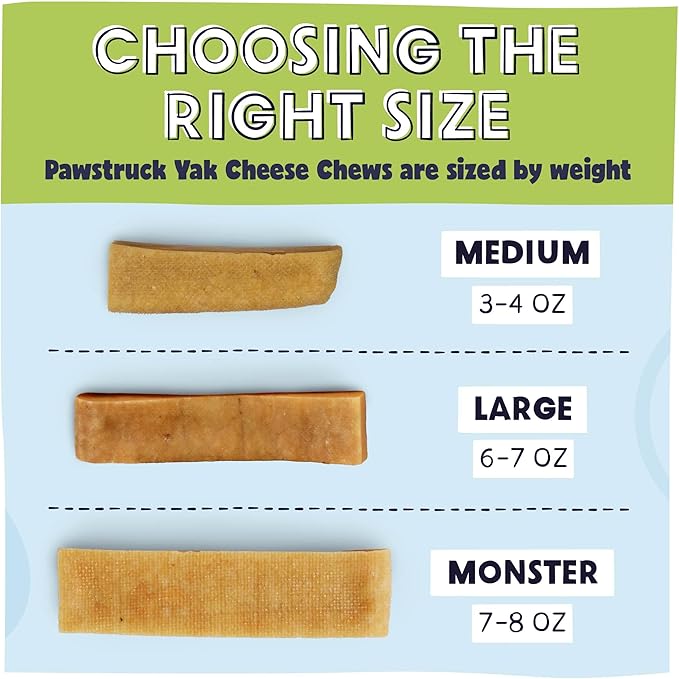 Pawstruck Large Himalayan Yak Dog Chew (6-7 oz) - Natural Yak & Cow Milk Cheese Long-Lasting Treat for Dog Chew Stick - 1 Count - Packaging May Vary