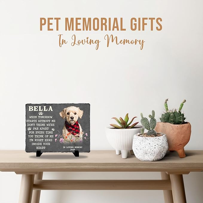 Custom Pet Memorial Stone for Loss of Dog | Personalized Remembrance Gift for Pet Lovers | Grave Marker with Photo & Quote | Dog Memorial Garden Keepsake