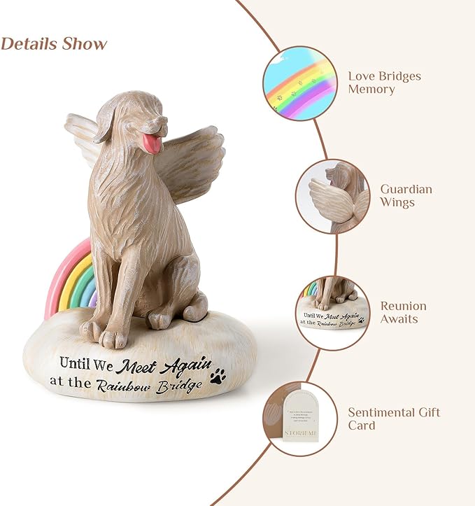 Dog Memorial Figurines Statues: Pet Sympathy Gifts for Loss of Dogs - Rainbow Bridge Remembrance Angel Gift for Dog Mom