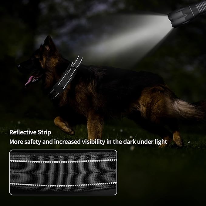 Annchwool Tactical Dog Collar for Medium and Large Dog,Adjustable Military Dog Collar with Soft Padded Handle,Heavy Duty Double Buckle Design(Black,XL)