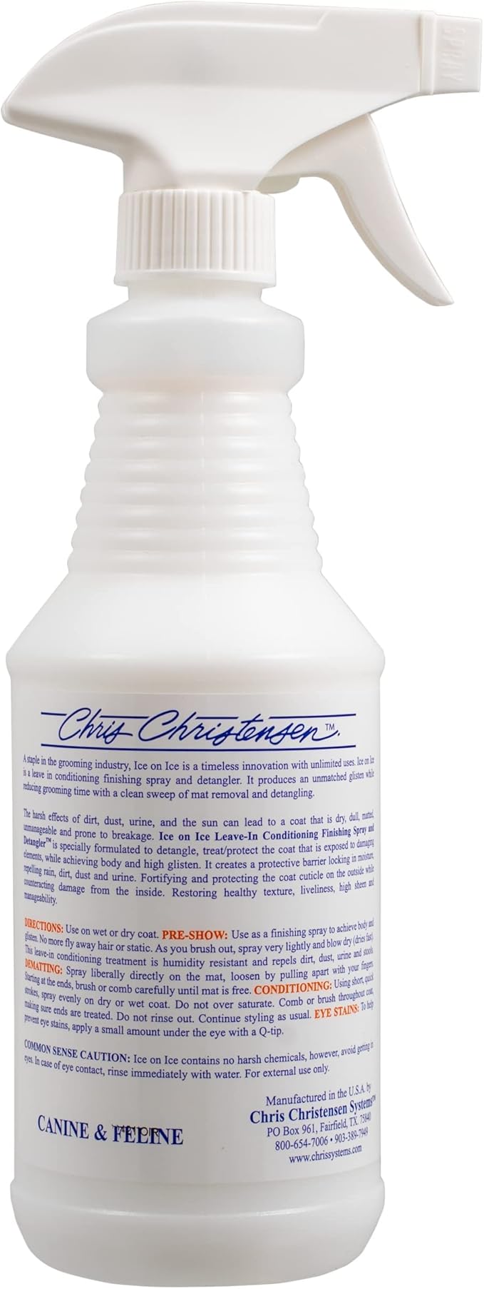 Chris Christensen Ice on Ice Detangle & Finishing Bundle: Detangler Spray for Elasticity & Strength + 20mm Slip Dematting Brush for Smooth Coats