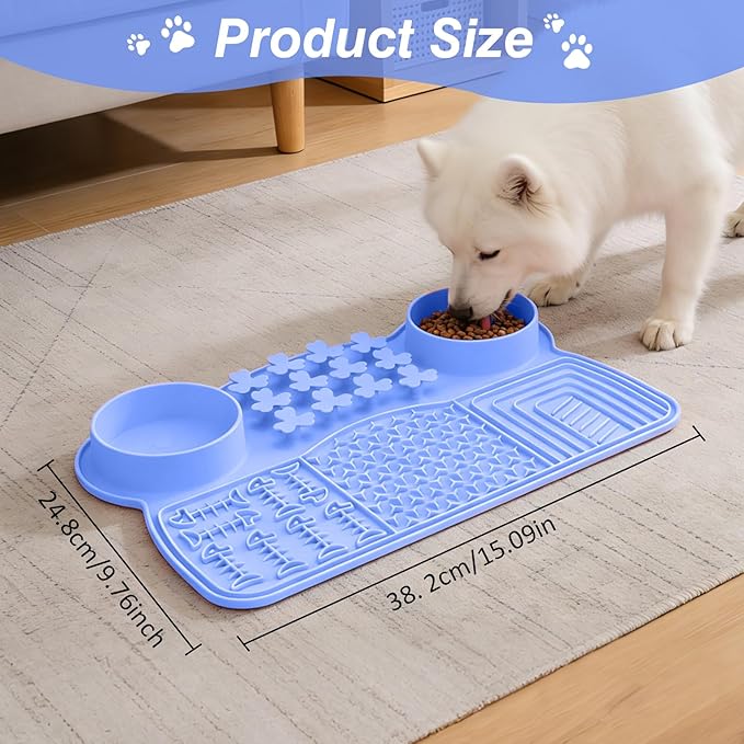 Dog Slow Feeder Bowl, 15 * 9.7inchs Unsinkable Slow Feeder Dog Bowls, Food Safe Silicone Slow Feed Dog Bowl, Fun Design Easy Clean Slow Feeder for Small Breed & Large Breed Dogs