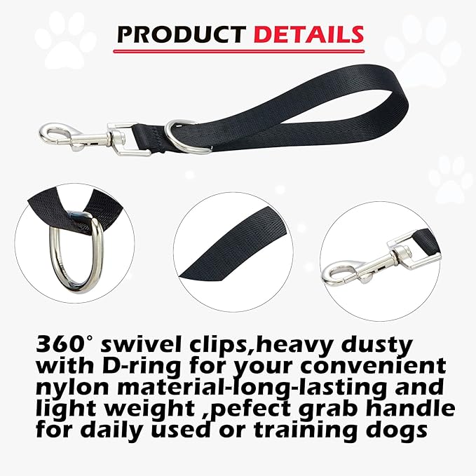 Short Dog LeashTraffic Dogs LeashesTraining Lead - Pet Dogs Traffic Grab Handle Dog Grab Tab Training Tab 2 Pack Nylon Pets Lead(Lavender & Light Pink)