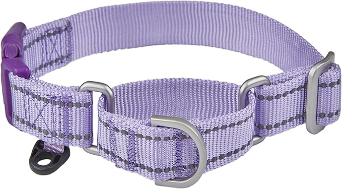Martingale Collar Reflective Nylon Collar with Safety Quick Release Buckle,Escape-Proof Anti-Pull for Small Medium and Heavy Duty Dogs(Lilac,S)