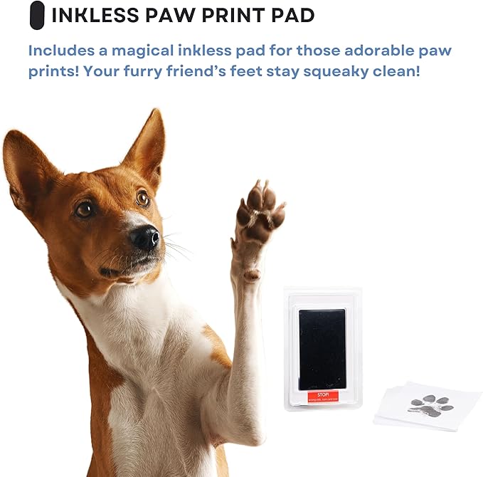 Dog Paw Print Kit for Dogs, Dog Picture Frame with Shatterproof Plexiglass, 4 Customizable Displays, 9”x9”, Pet Memorial Gift for Dogs, Loss of Pet Sympathy Gift, Pet Paw Print Impression Kit (White)