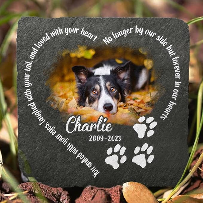 Personalized Pet Memorial Gifts, Dog Bereavement Gifts, Square Shaped Cat Memorial Stones, Memorial Plaques, Paw Print, Dog Memorial Gifts for Loss of Dog Sympathy Gift