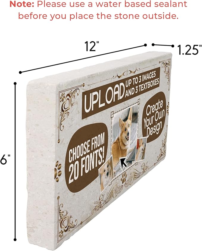 Personalized Pet Memorial Stones, 6x12 Create Your Own Pet Grave Markers as Keepsake or Pet Remembrance, Pet Loss Gifts for Bereaved Pet Owners, DIY Personalized Pet Memorial Limestone (Design 6)