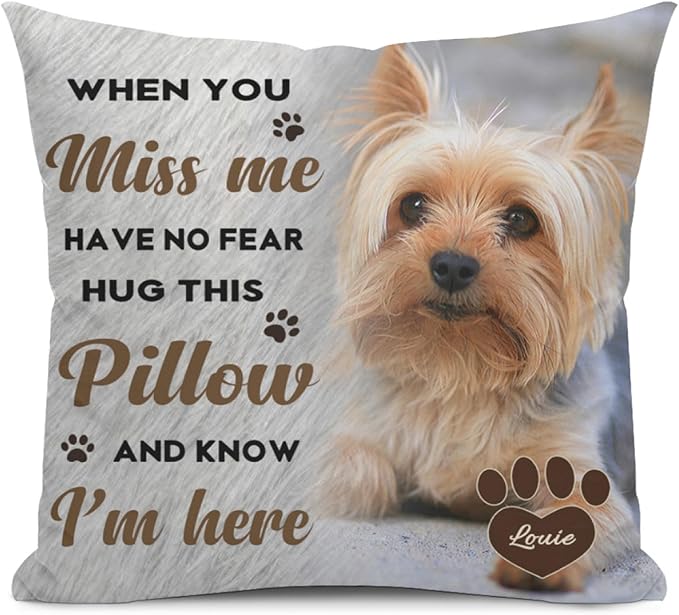 Alienc Personalized Dog Memorial Pillow with Photo - Custom Pet Memory Gift, Soft Sympathy Gift for Loss of Dog or Cat, Heartfelt Remembrance Throw Pillow