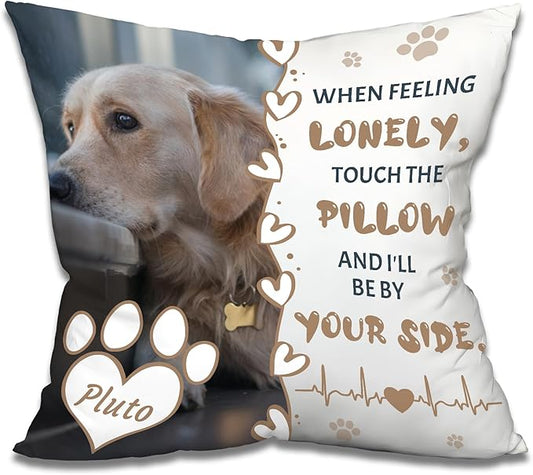 Custom Dog Memorial Throw Pillow with Photo - Personalized Loss of Dog Sympathy Gift for You | Pet Memorial Gifts for Dogs/Cats (Style 1)
