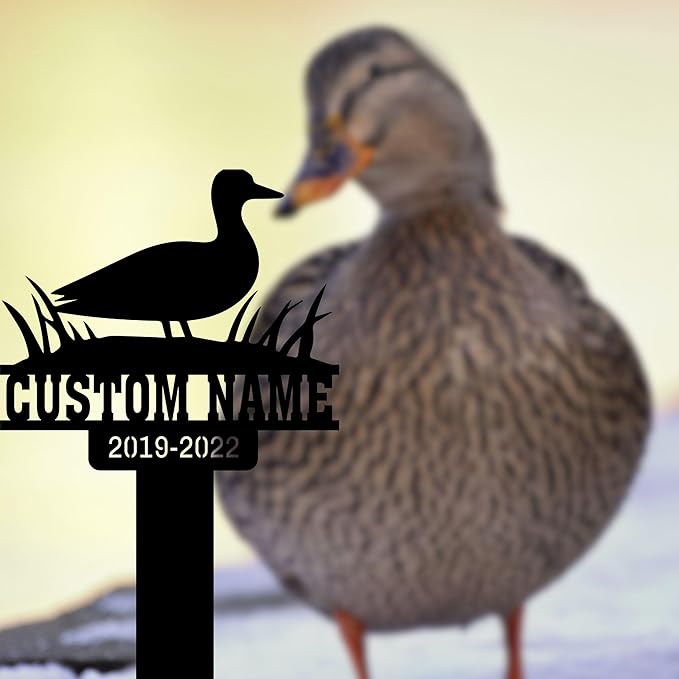 Duck Plaques for Outdoors, Memorial Metal Stake, Pet Grave Marker, Duck Loss Gifts, Pet Cemetery Stake, Duck Memorial Cross, Duck Garden Sign, 8-24in