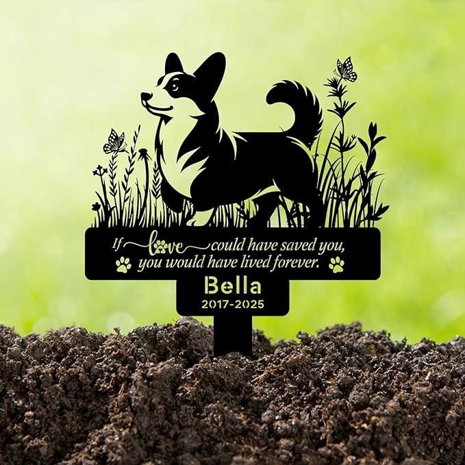 Personalized Pet Dog Corgi Memorial Plaque, Custom Pet Corgi Memorial Stake with Name Date, Pet Corgi Grave Marker for Outdoor Cemetery, Garden & Yard, Custom Pet Corgi Loss Gifts