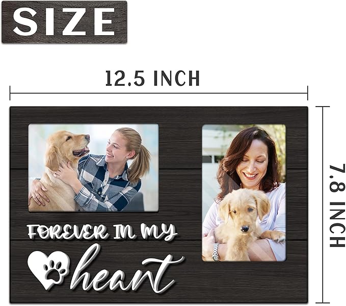 cocomong Dog Memorial Gifts for Loss of Dog, Pet Memorial Gifts Picture Frame, Sympathy Gift Pet Picture Frame Holds 2 4x6 Inches Photos for Family & Friend