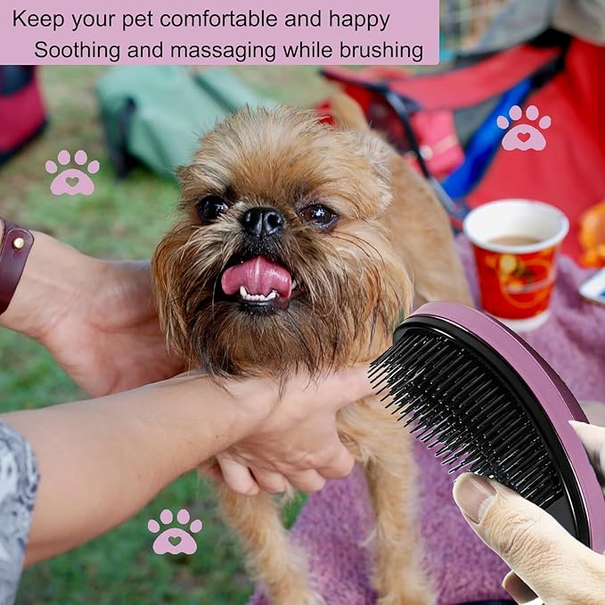 Puppy Brush, Soft Dog Brush for Grooming, Puppy Hair Remover Brush Comb, Grooming Tool for Poodles,Teddy, Yorkies, Maltese, Shih Tzu, Chihuahua, Rose Purple