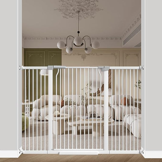 40.55" Extra Tall Baby Gate -54.8"-57.4" Extra Wide Baby Gate Pet Gate for Stairs and Doorways-1.37" Ultra Narrow Spacing Pressure Mounted Dog Gate with One-Handed Operation(54.8"-57.4")
