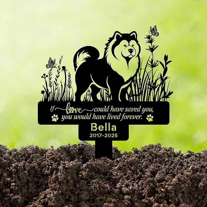 Personalized Pet Chow Chow Grave Marker, Custom Pet Dog Tombstones, Customized Chow Chow Memorial Stake with Name & Date, Weatherproof Pet Chow Chow Tombstone for Outdoor Graveyard Garden
