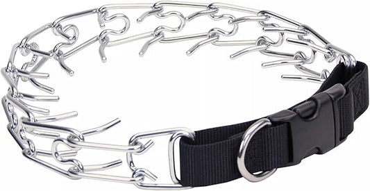 Coastal Pet Titan Easy-On Dog Prong Training Collar with Buckle - Durable Metal Training Collar for Dogs with Side Release Buckle - Black, 3.3 mm x 20".
