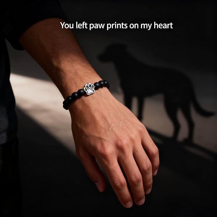 LINGYUAN Pet Memorial Gifts for Dogs Cats, Pet Memorial Bracelet, Remembrance Pet Loss Sympathy Gift for Cat Dog Lovers, Bereavement Gifts for Loss of Pet