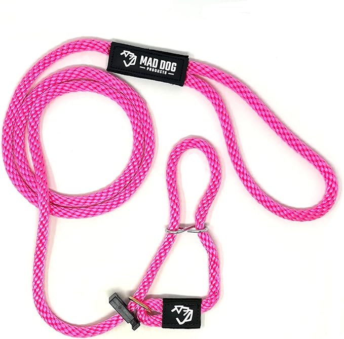 Mad Dog Products Easy Leader Dog Leash 1/2" x 4' Pink Signature Rope- Made in USA