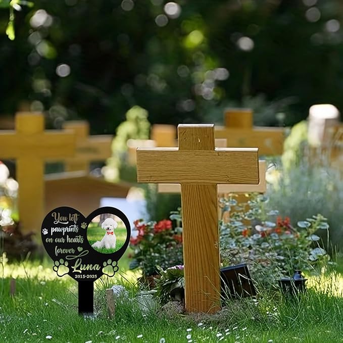 Custom Dog Grave Markers Outdoor, Personalized Pet Grave Marker Dog Memorial with Photo and Name, Outdoor Weatherproof Pet Cemetery Sign, Personalized Dog Memorial Gifts for Loss of Dog