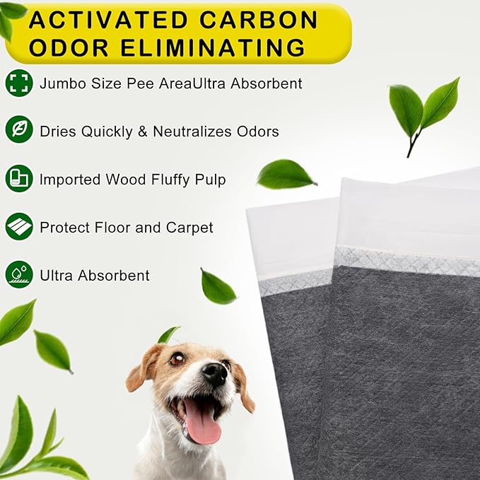 ELEGX Extra Large 48"x36" 30 Pcs Odor-Control Super Absorbency Charcoal Pee Pads for Dogs,Leak-Proof Pet Training Pee Pads,Thicken Disposable Potty Pads Puppy Training Pads for Cats Rabbits