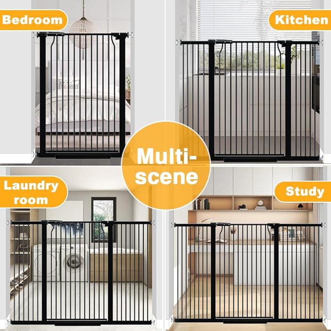 40.5" Tall Baby Gate 76.7-79.5" Wide No Drilling Tall Pet Gate Cat Gate Extra Wide Baby Gate Safety,Extra Narrow Auto-Close for Indoor Stairs, Doorways, and Kitchen