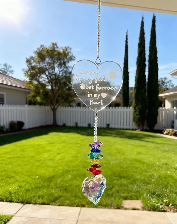 Andthen Dog Memorial Gifts for Loss of Dog, Dog Memorial Crystal Suncatcher with Rainbow Bridge Card