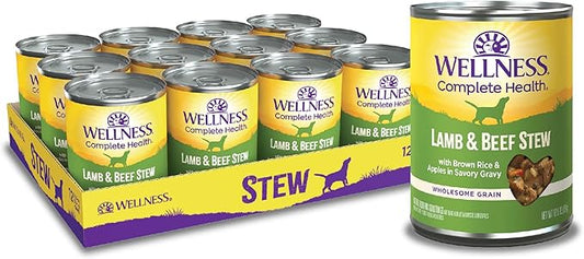 Wellness Complete Health Canned Wet Dog Food, Lamb & Beef Stew, 12.5-Ounce Can (Pack of 12)