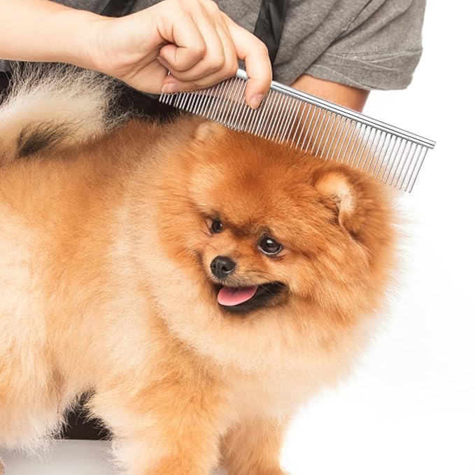 6 Pcs Dog Combs Pet Combs with Rounded Ends Stainless Steel Teeth for Long and Short Haired Pets