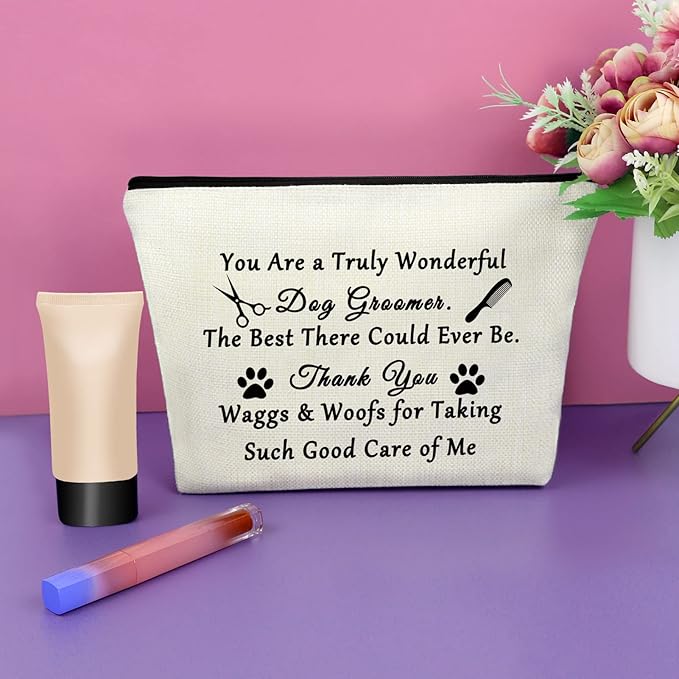 Sazuwu Birthday Gifts for Dog Groomer Makeup Bag Pet Groomer Gifts for Women Cosmetic Travel Pouch Thanksgiving Thank You Appreciation Christmas Birthday Present
