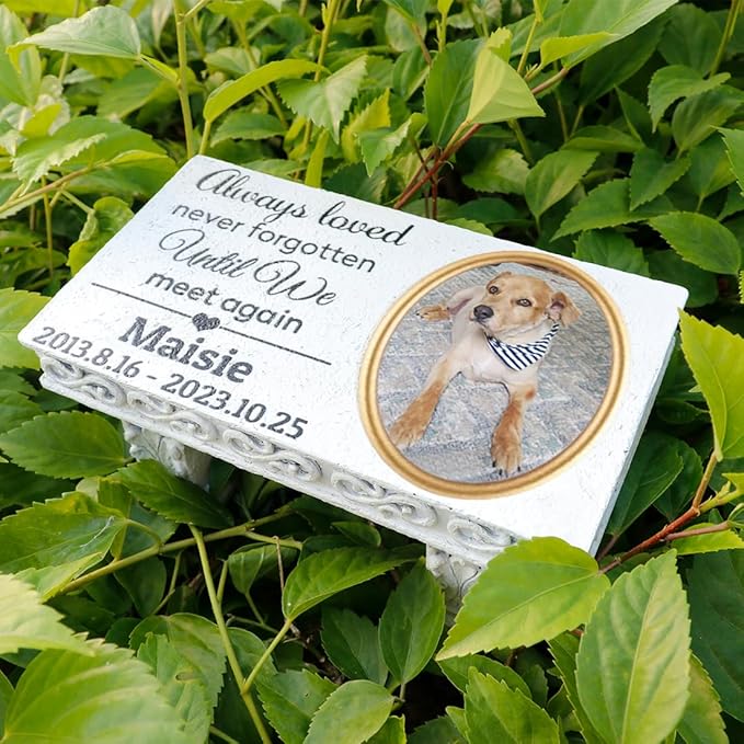 Personalized Memorial Bench for Pet Human, Custom Pet Memorial Stone with Colorful Photo, Pet Grave Marker Dog Headstone Cat Tombstone, Loss of Pet Gifts, Memorial Garden Plaque