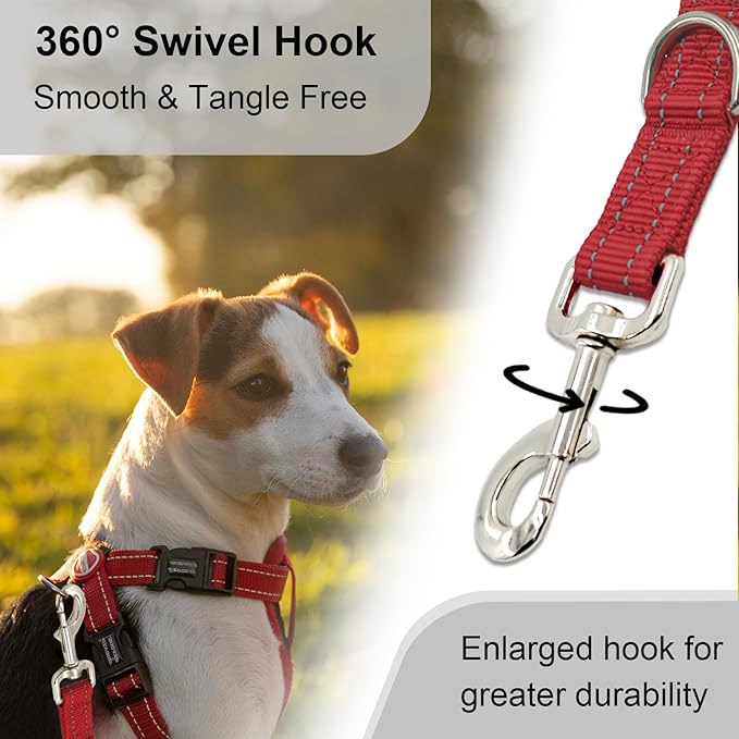Standard Training Leashes 12 Inches for Dogs, Short Traffic Dog Leash Heavy Duty Padded Handle, Nylon Anti Pull for Reflective, Short Line Dog for Small, Medium and Large Dogs 1 FT Red