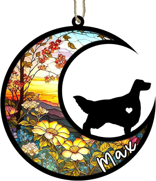 Personalized Dog Memorial, Custom Name English Setter Dog Christmas Ornament with Name, Custom Breeds, Pet Loss Light Catcher, Gifts for Lovers Loss of Pet Sympathy on Mothers Day Christmas