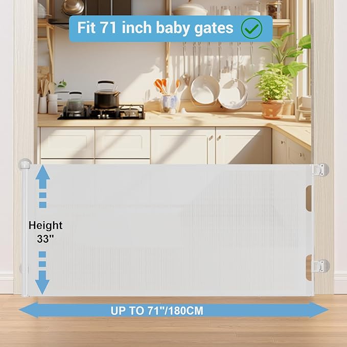 HAMOPY Auto-Lock Retractable Baby Gate Replacement Free-Punch Parts, Original Hardware Set (Including 2 x Latches + 2 x Brackets) Only Fit 55“&71” Auto-Lock Baby Gate(White)