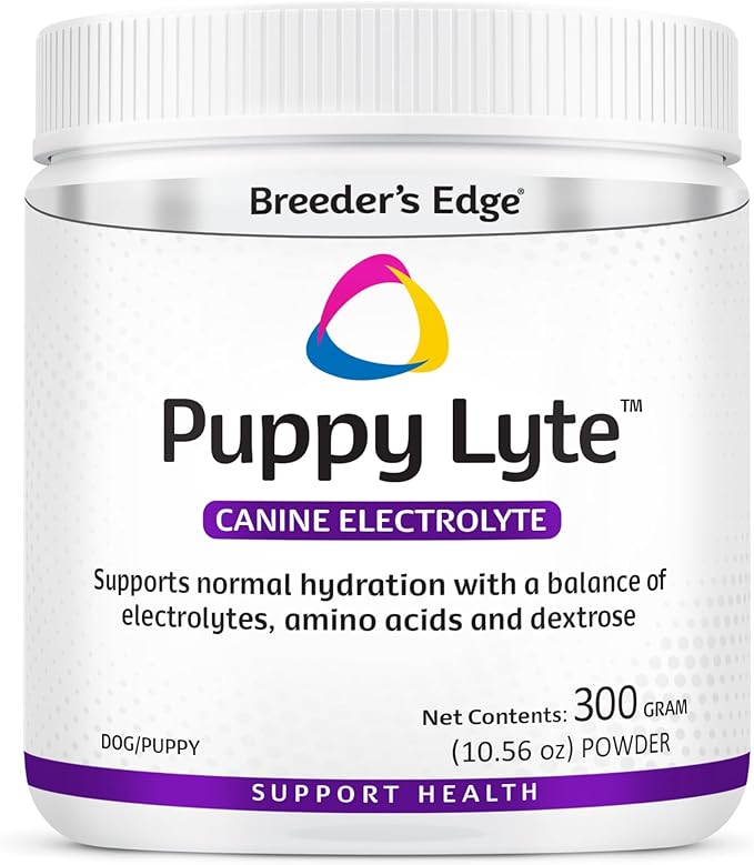 Breeder’s Edge Puppy Lyte, Electrolyte Supplement for Puppies and Nursing Dogs, Supports Hydration, Energy & Recovery, Chicken Soup Flavor, 300g