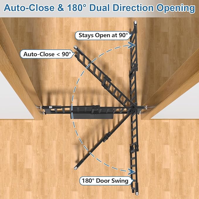 Malier Newest Baby Gate for Stairs with Large Walk Thru Door, 29-38" No Drill Pressure Mounted Dog Gate for Doorway, Auto Close Baby Gate, Easy Walk Through Gate Pet Gate for Child and Pets