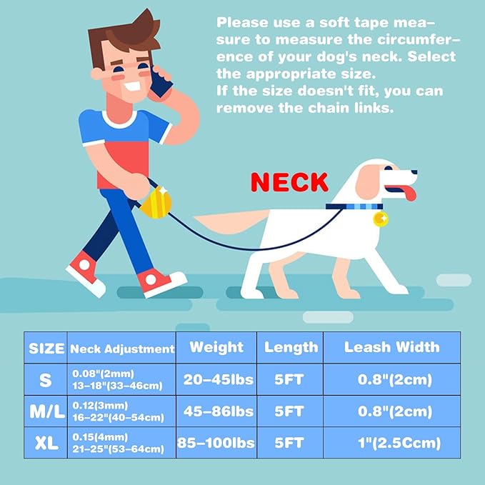 Prong Collar for Dogs,Dog Training Collar with One Professional Training Leash,Adjustable Pinch Collar with Quick Release Metal Buckle, No Pull Choke Collar for Small Medium Large Dogs（Silver, S）.
