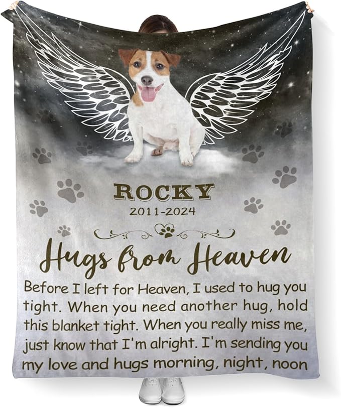 Personalized Dog Memorial Blanket with Photo:Made in USA,Custom Memorial Gifts for Loss of Dog,Cat,Pet,Sympathy Bereavement for Loss of Pet