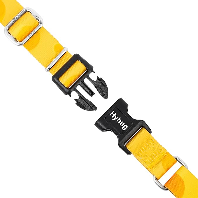 Hyhug Pets Adjustable Martingale Dog Collar with Quick Release Buckle, Colorfast, Heavy Duty, Anti-Escape, Training No Slip Puppy Collar. (Cheese, Large)