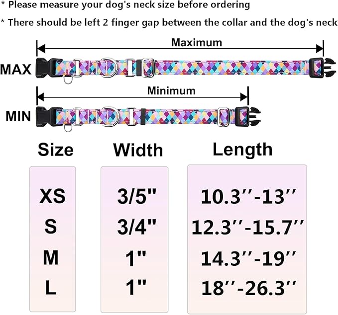 Reflective Martingale Collar for Dogs with Quick Release Buckle No Pull Training Dog Collars (Colorful Geometric, Large)