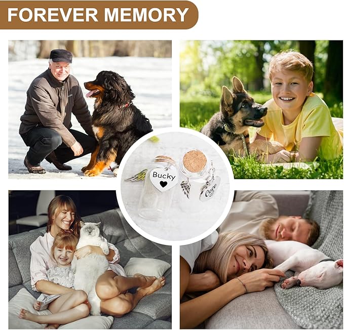 Personalized Pet Memorial Bottle for Pet Hair,Keepsake for Dog Hair with Heart Shape Custom Pet Name Glass,Pet Fur Memorial Fur,Pet Loss Memory