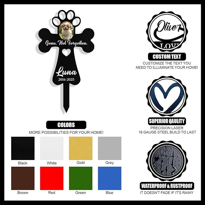 Custom Dog Grave Markers Outdoor, Personalized Pet Grave Marker Dog Memorial, Outdoor Weatherproof Pet Cemetery Sign, Personalized Dog Memorial Gifts for Loss of Dog