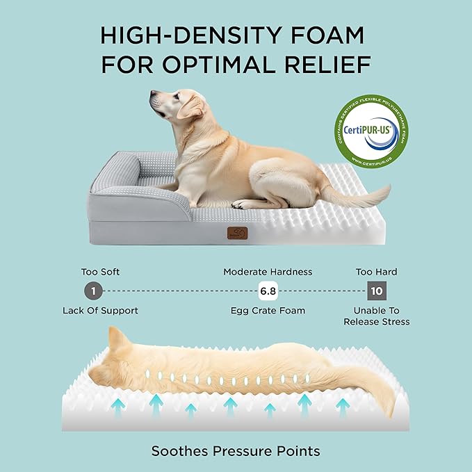 Bedsure Cooling Dog Bed for Small Dogs - Orthopedic Small Dog Cat Cooling Bed Washable, Comfort Pet Couch Sofa with Waterproof Removable Cover, Pets Bed with Nonskid Bottom, Cooling Grey, 24"