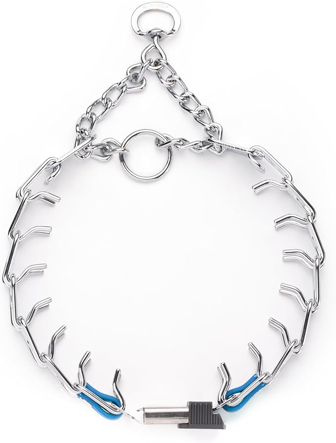 Herm Sprenger 3mm Prong Collar with Short Links & Quick Release Buckle & Biothane Insert & Swivel | Chrome Plated Steel Dog Training Collar for Medium Dogs, 20in (Necks up to 16-17in) (Cerulean Blue)