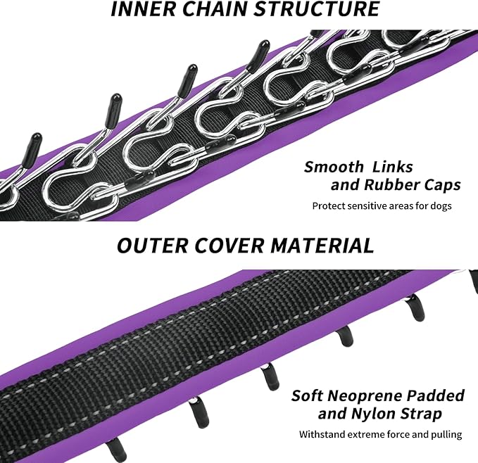 Martingale No Pull Dog Collar - Heavy Duty Nylon with Buckle, Adjustable Anti Pull Reflective Slip for Large Medium Small Dog Training Walking L Purple